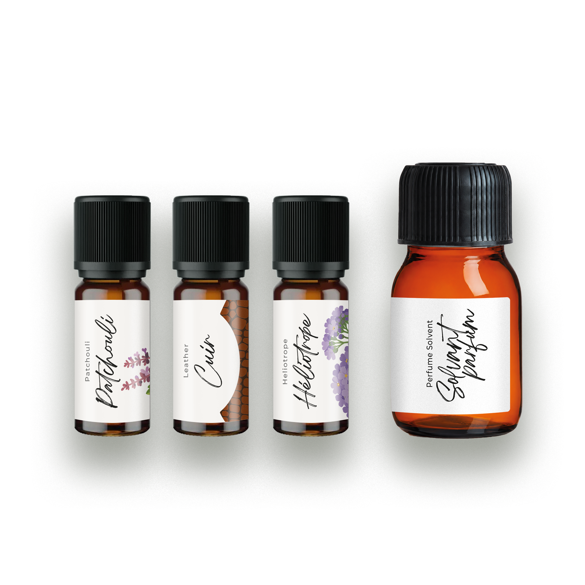 kit extension fragrance patchouli, cuir, héliotrope et solvant parfum